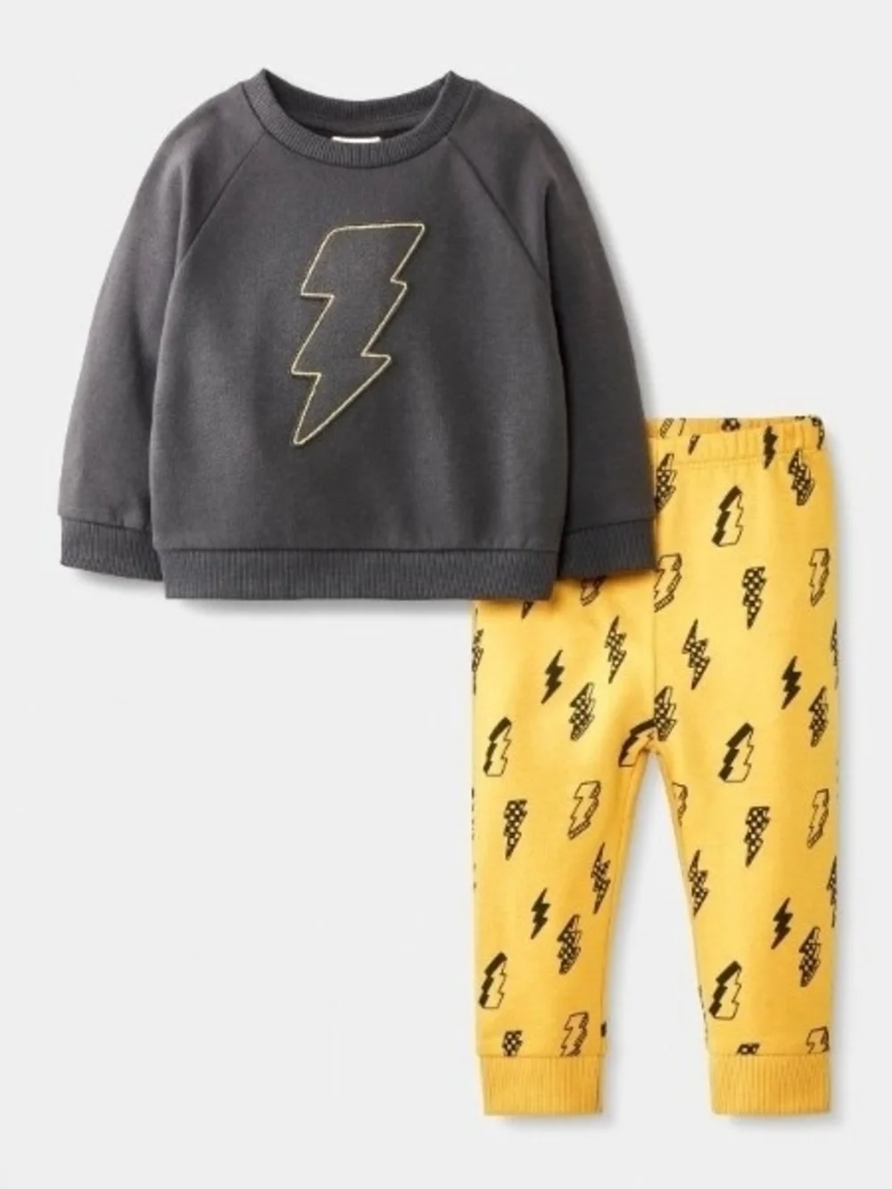 Baby Boys' 2pc Embroidered Lightning Bolt Fleece Sweatshirt Set 12m